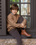 Pull col rond camel 100% lambswool