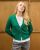 Cardigan court vert vif 100% cachemire 