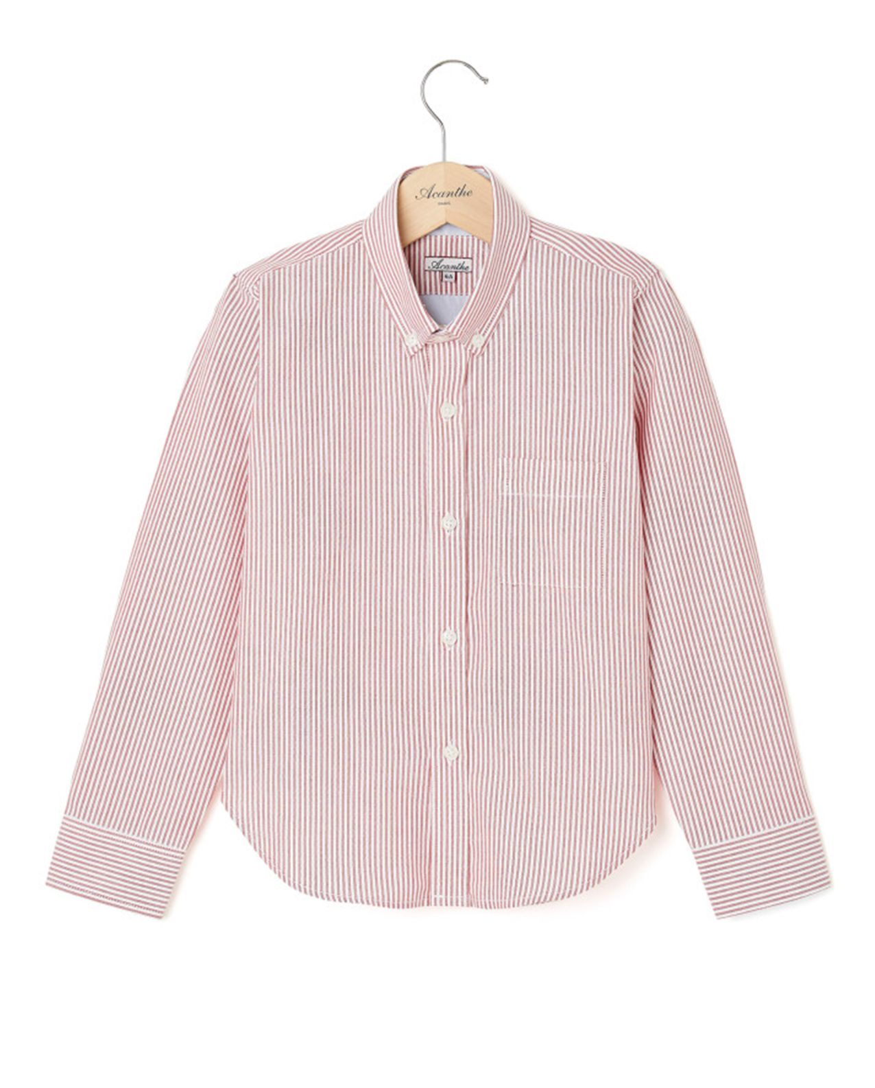 Chemise manches longues oxford rayé rouge