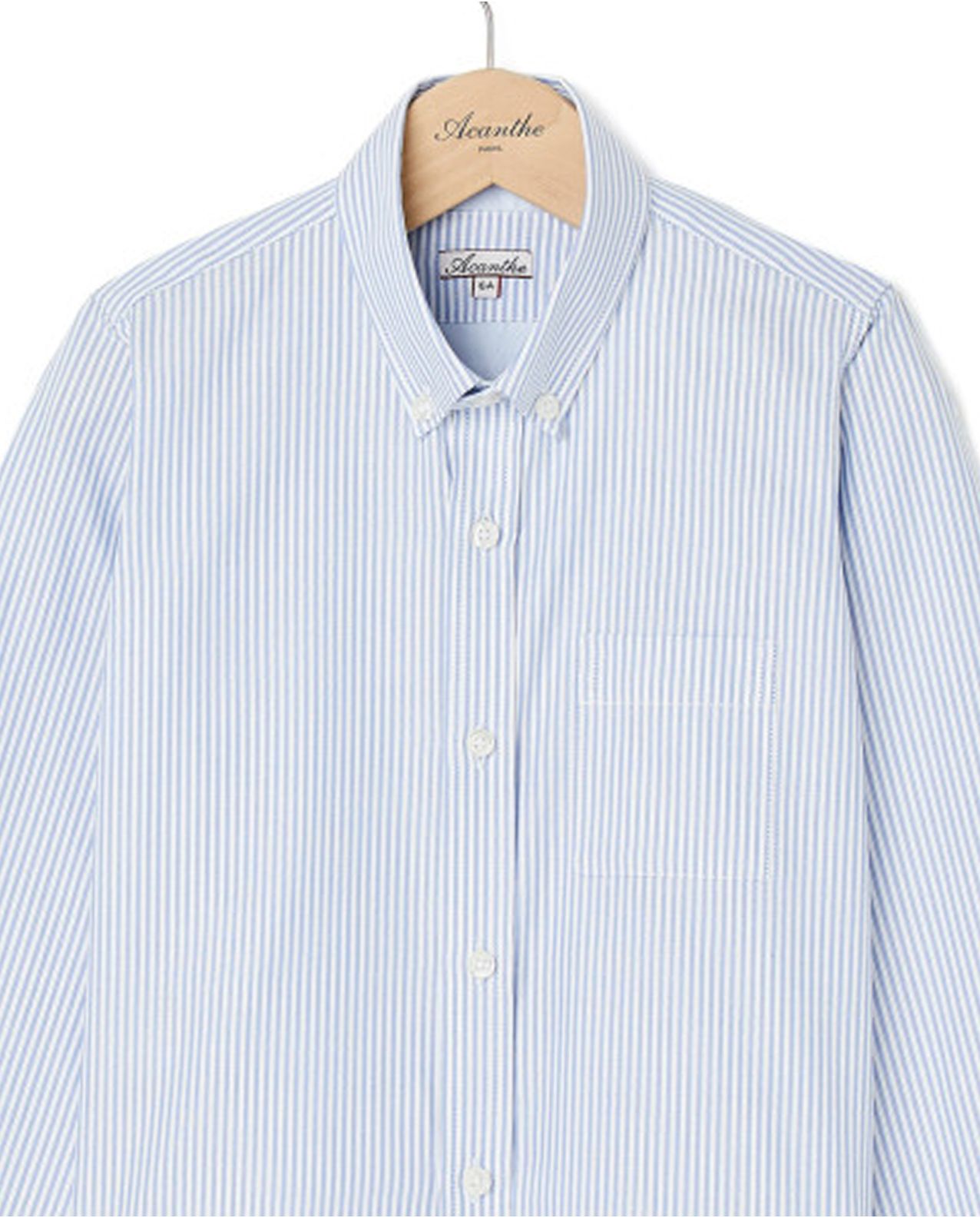 Chemise manche longue oxford rayure ciel