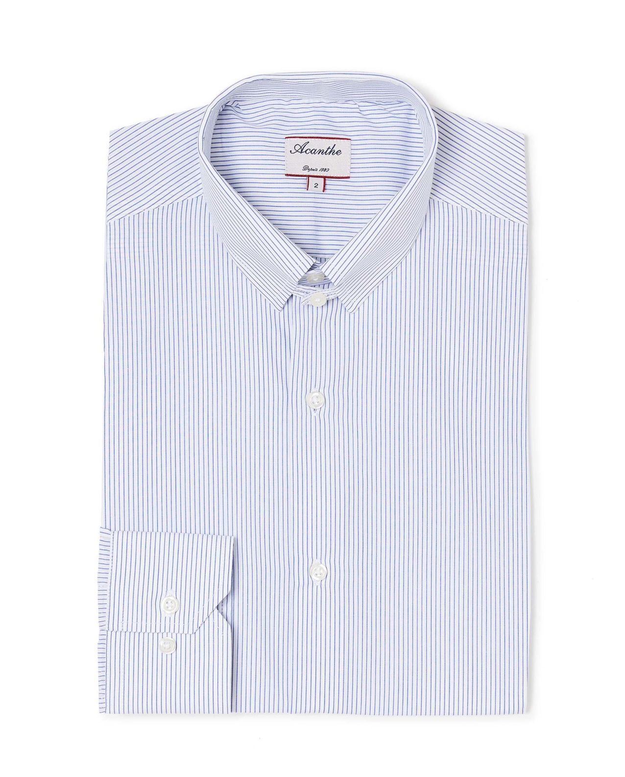 Chemise regular col anglais rayures bleu