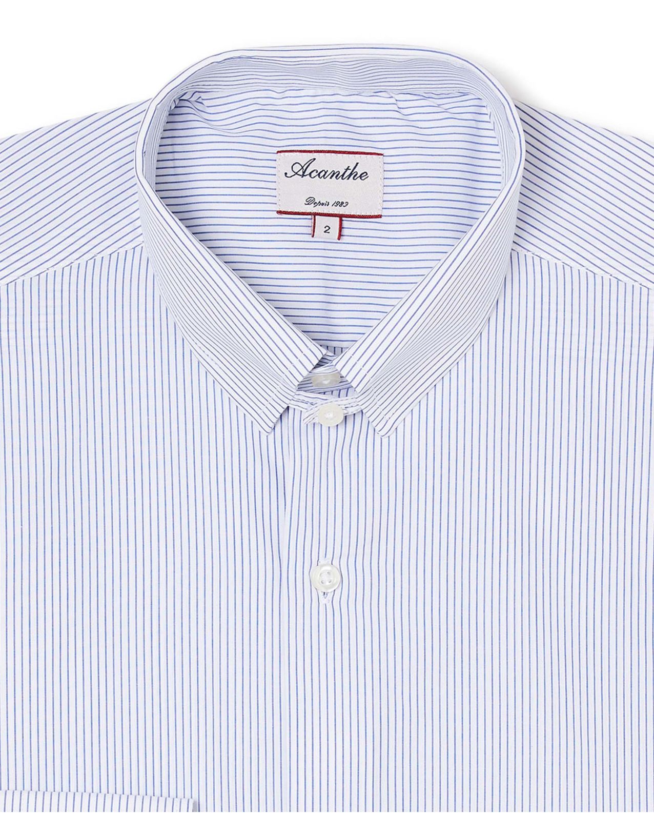 Chemise regular col anglais rayures bleu