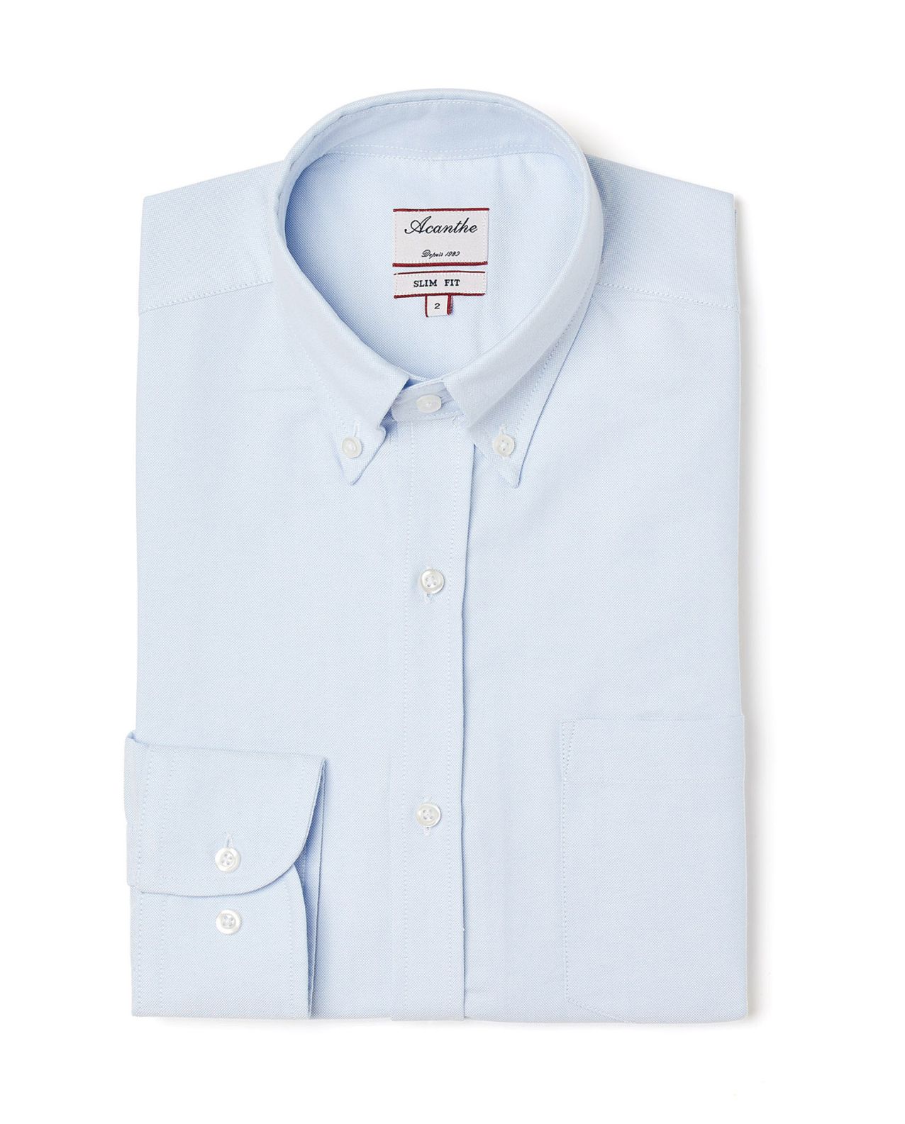 Chemise ajustée col boutonné oxford ciel