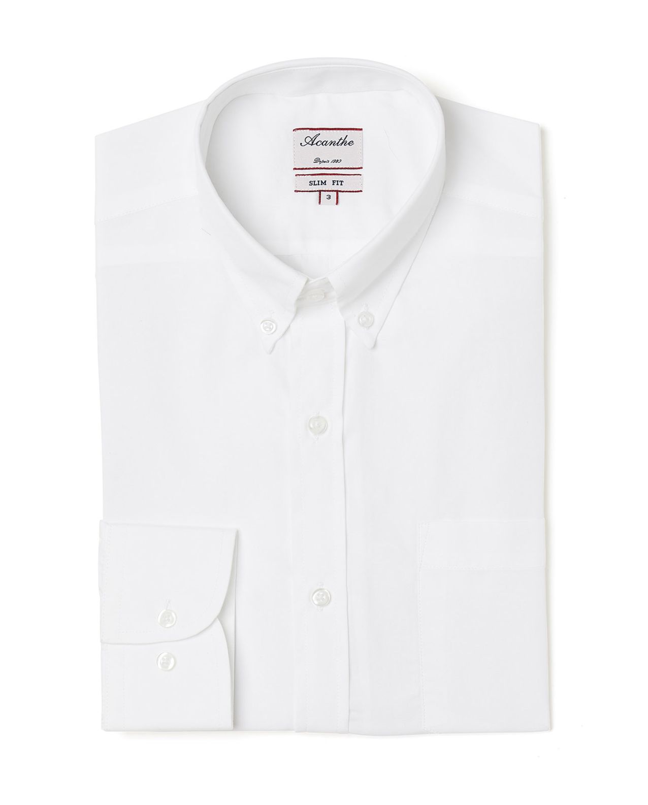 Chemise ajustée col boutonné popeline blanche