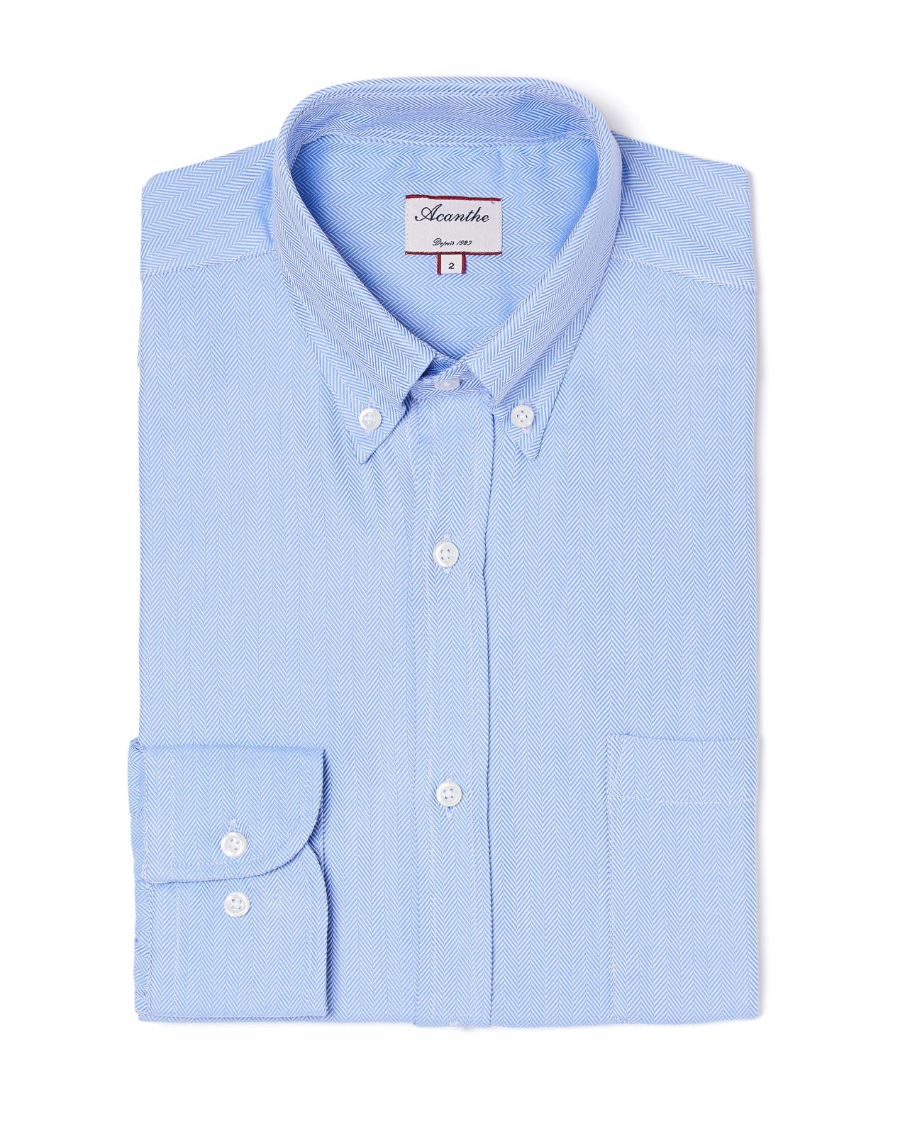 Chemise regular col boutonné grand chevron ciel 