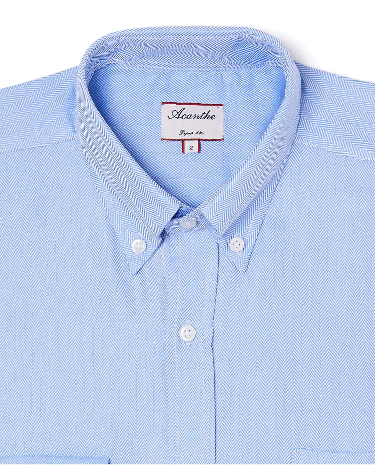 Chemise regular col boutonné grand chevron ciel 