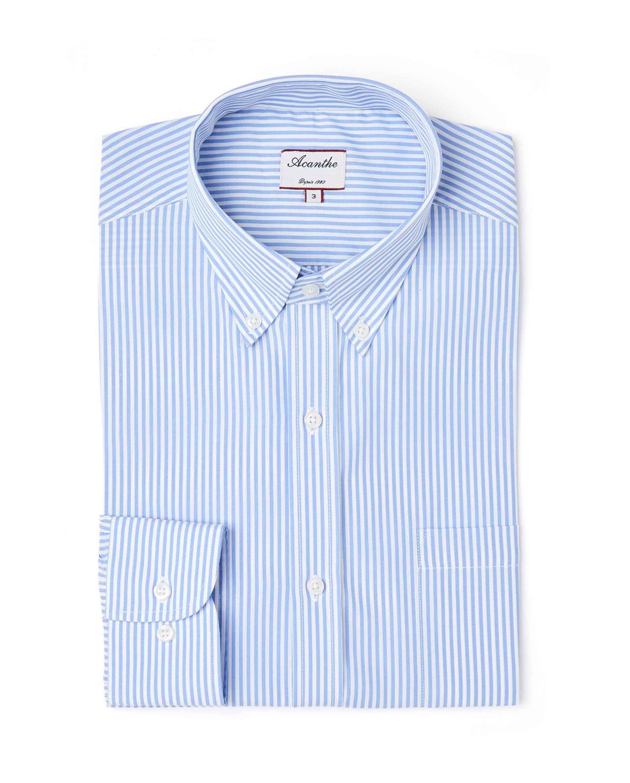 Chemise regular col boutonné rayures bleu