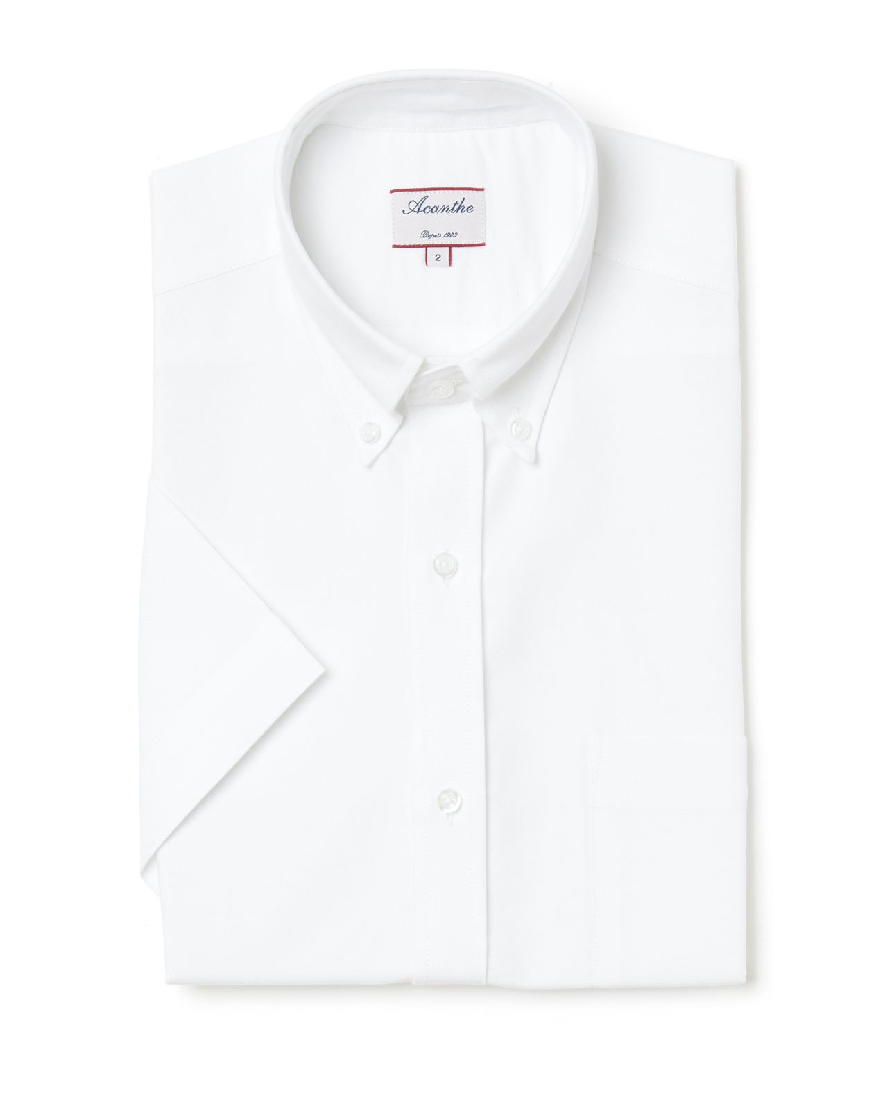 Chemise regular col boutonné oxford blanc manche courte 