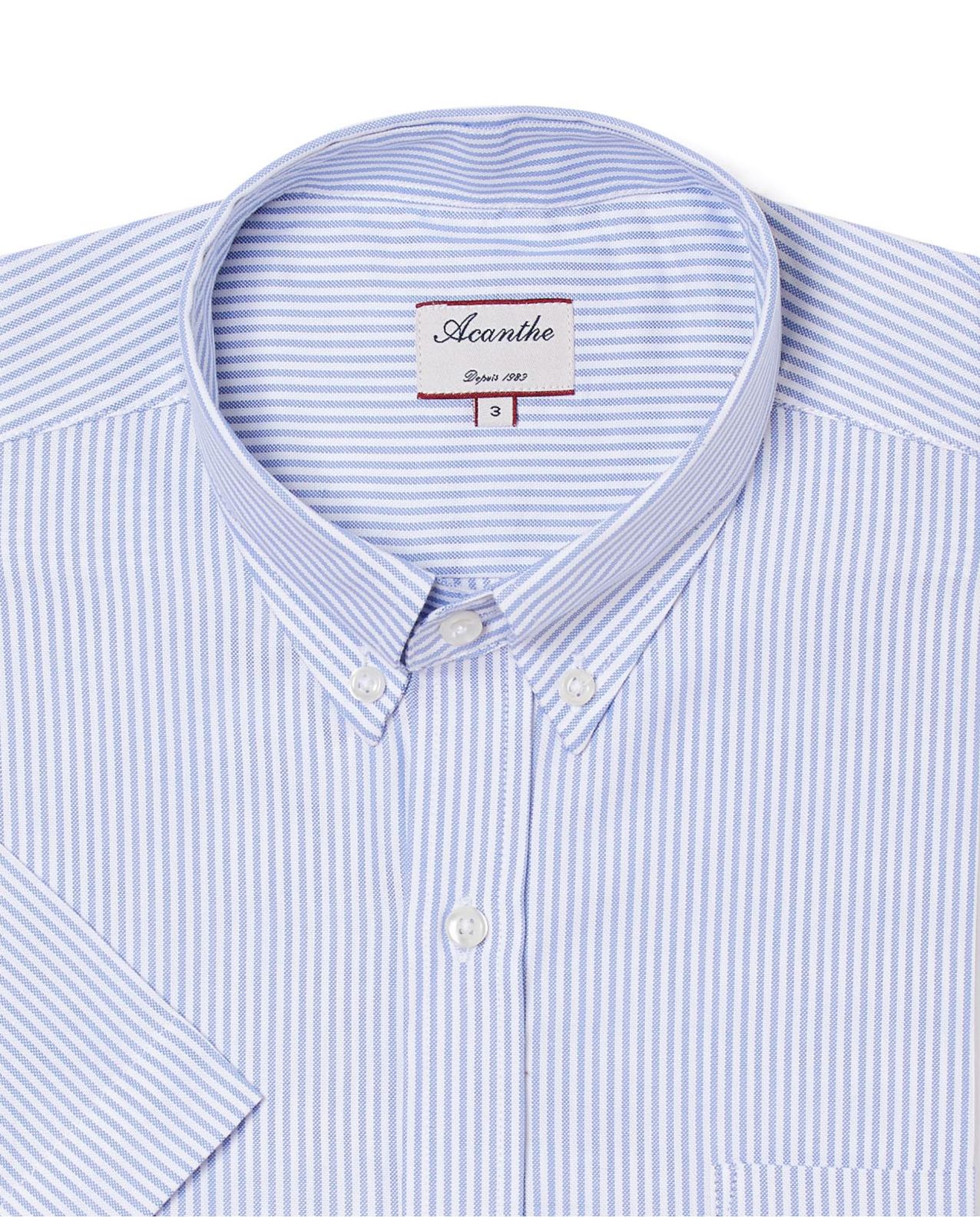 Chemise regular col boutonné oxford rayé ciel manche courte