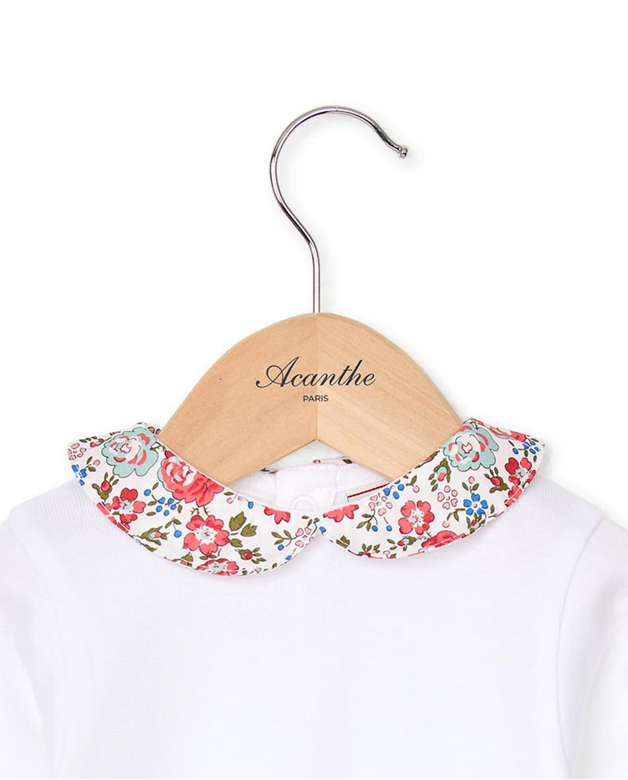 Body blanc col claudine en tissu Liberty Felicite