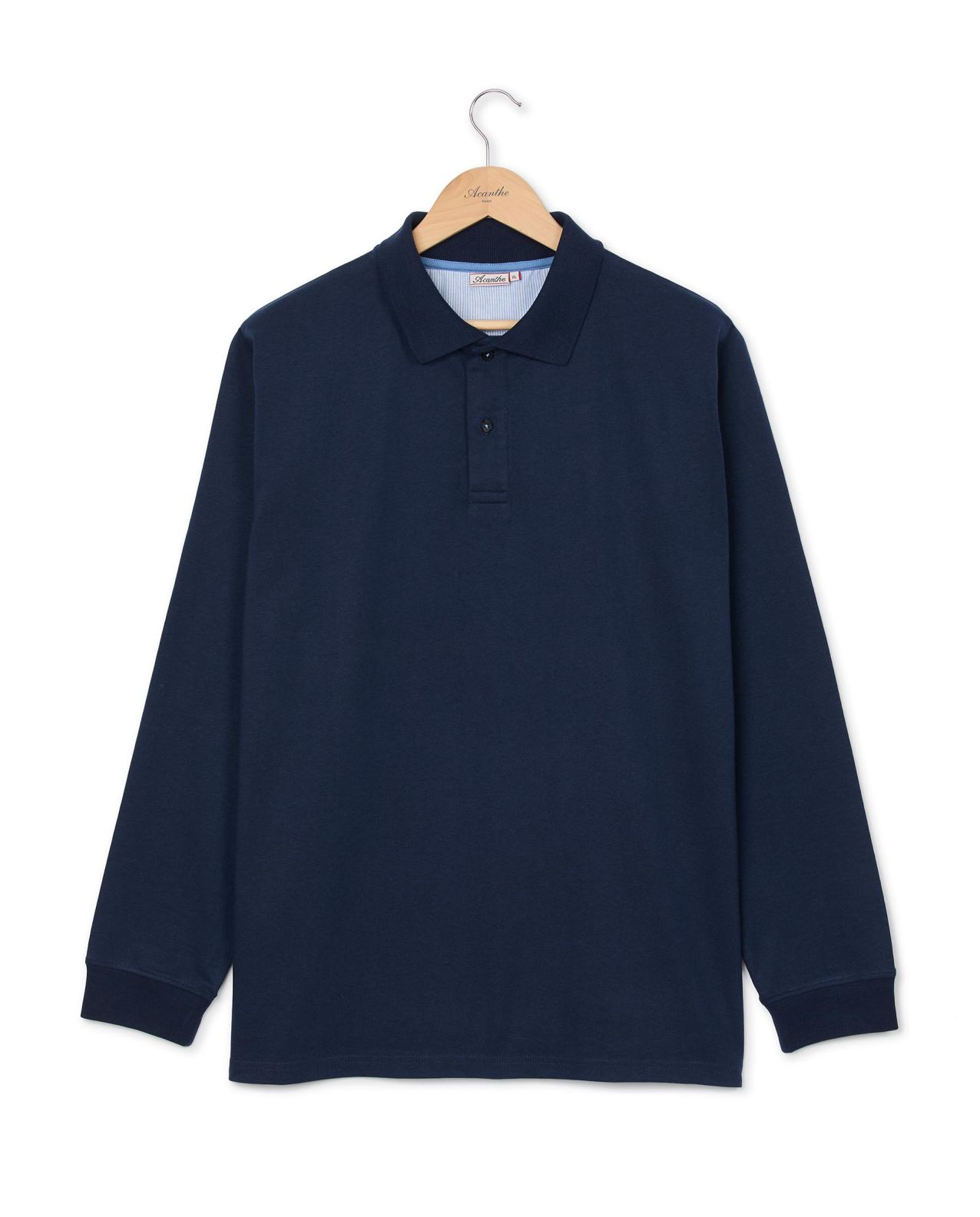 Polo col jersey marine