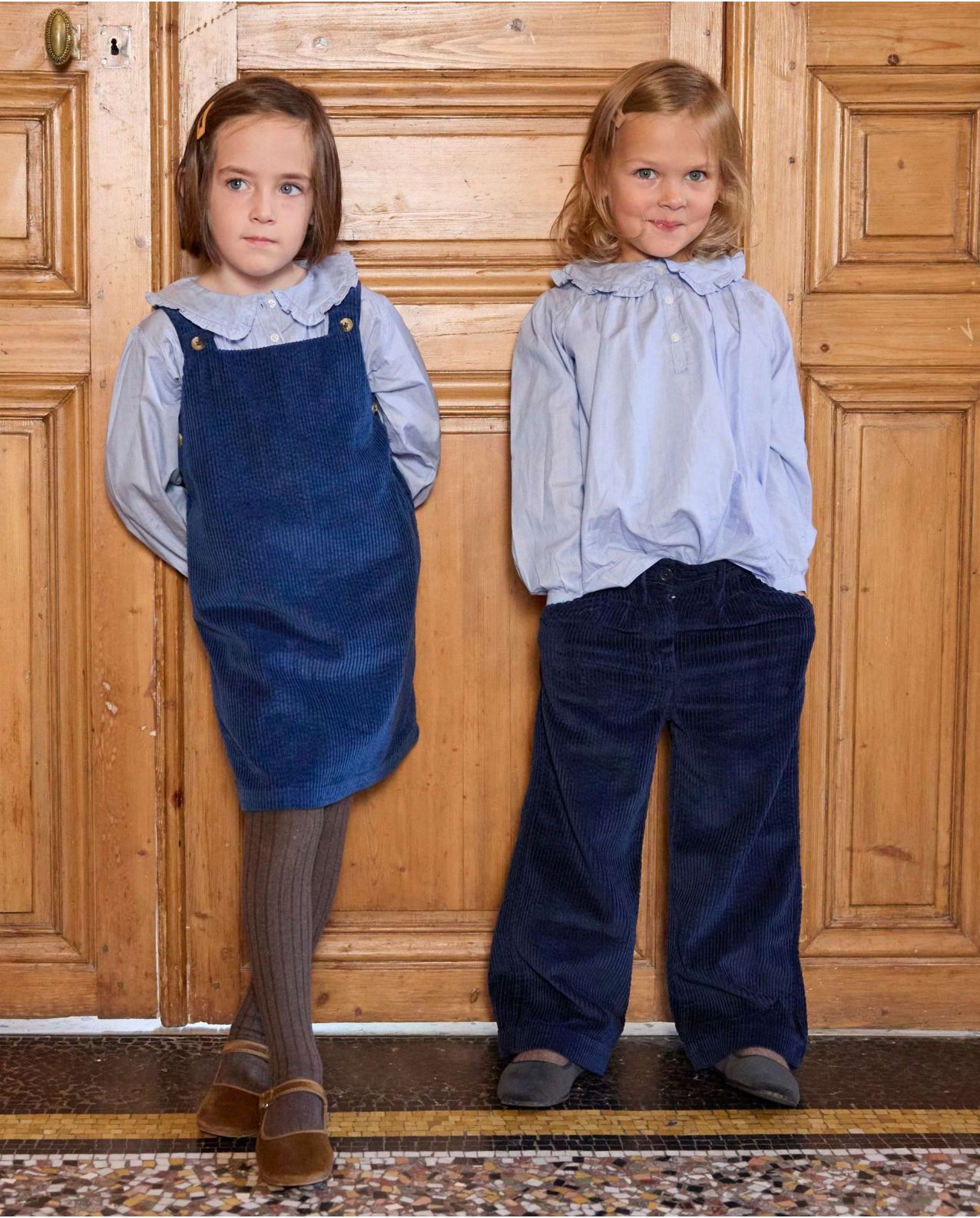 Pantalon large velours marine