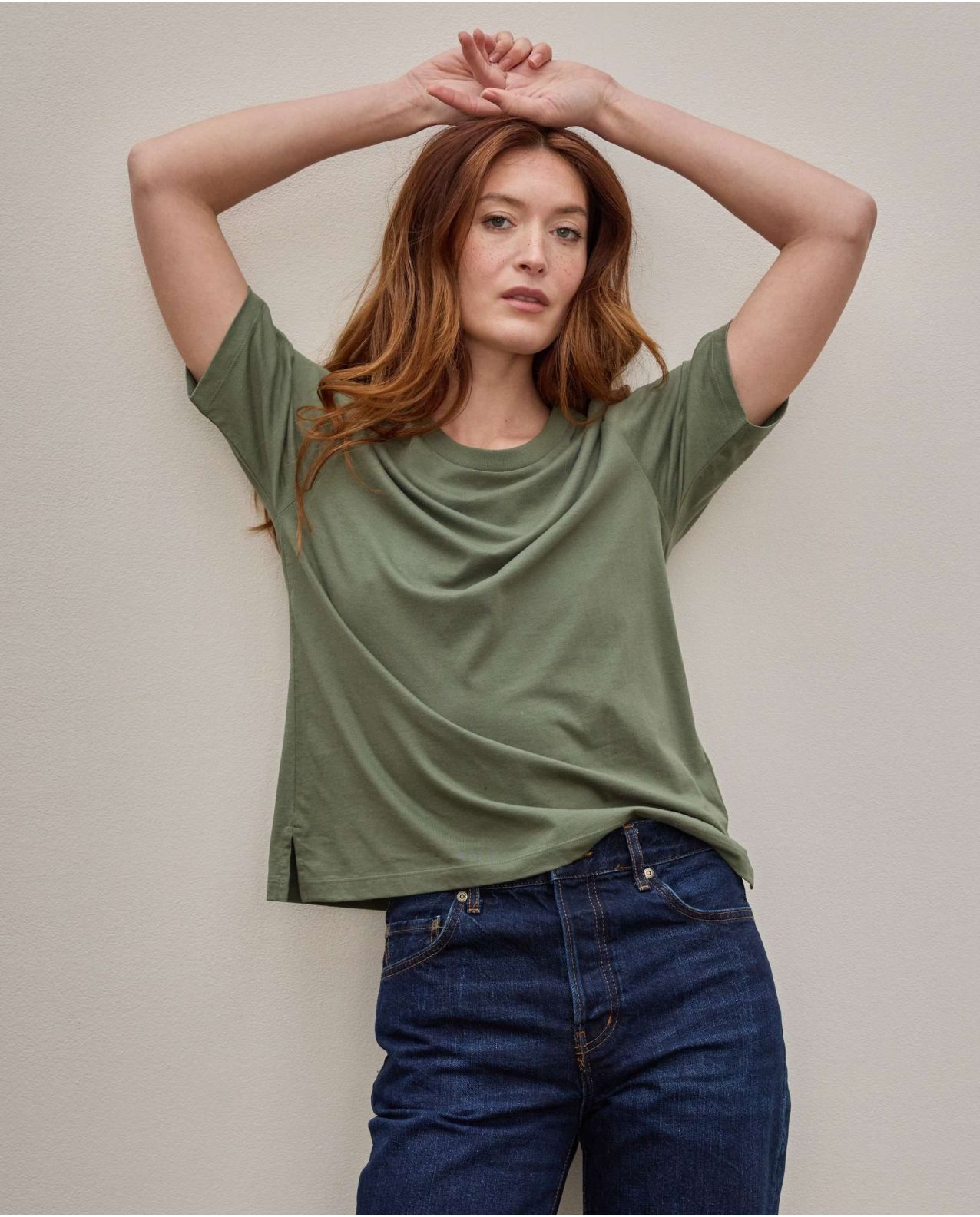 Tee shirt col rond kaki