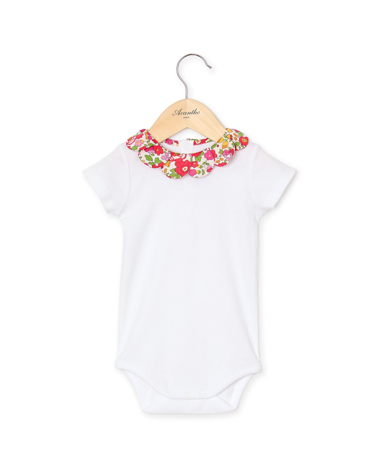 Body blanc col pétale en tissu Liberty Betsy