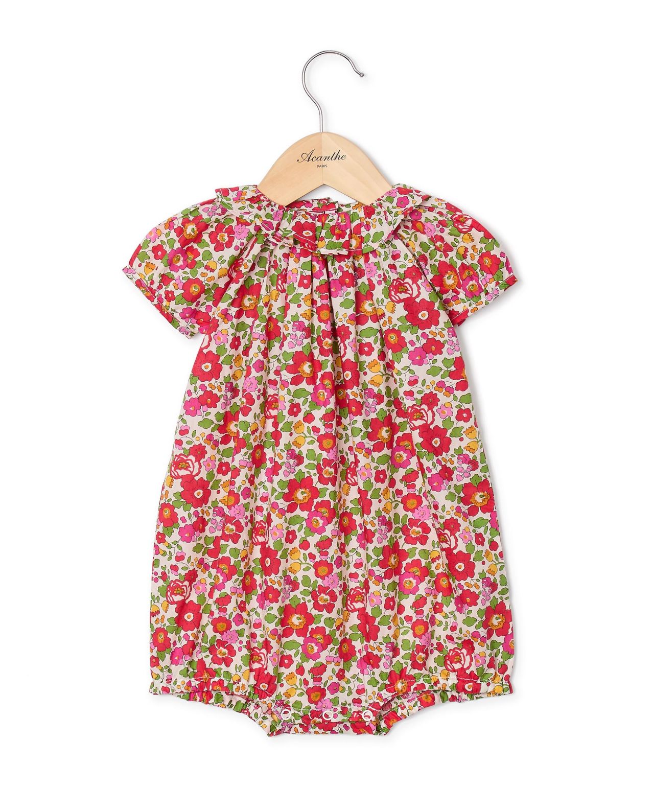 Barboteuse col volanté en tissu Liberty Betsy