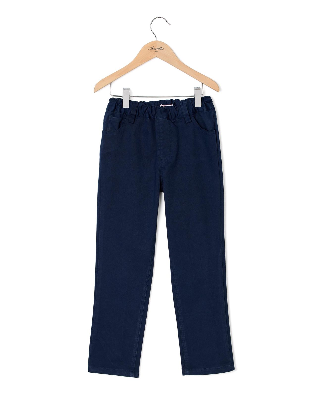 Pantalon élastiqué twill marine