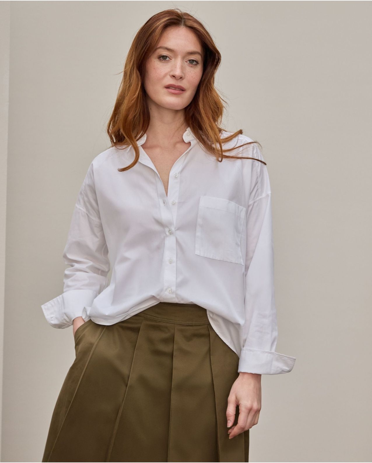 Chemisier manches longues oversize blanc