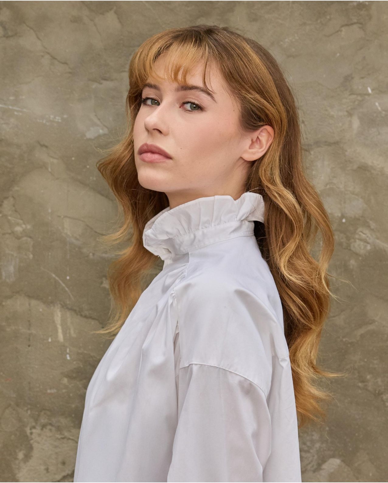 Blouse loose col volanté corolle blanc