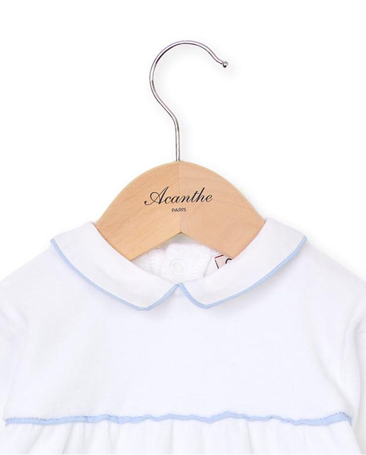 Dors bien blanc col carré passepoil ciel