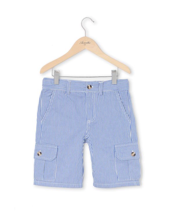 Bermuda cargo twill rayé bleu