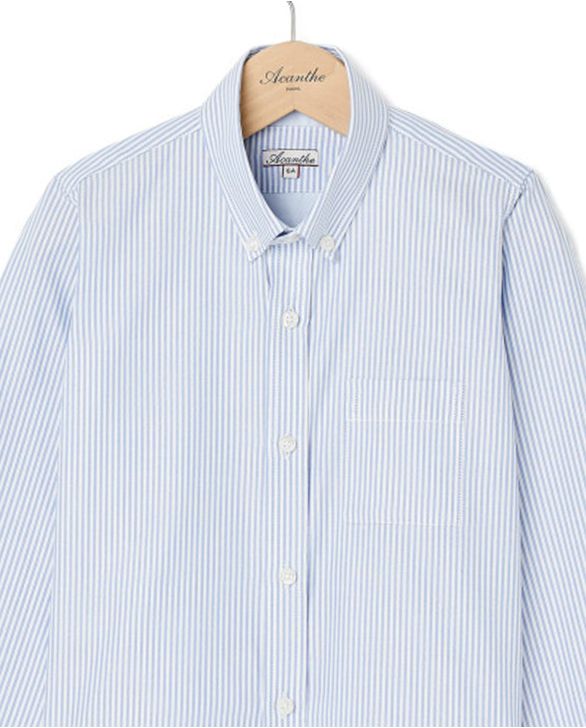 Chemise manche longue oxford rayure ciel