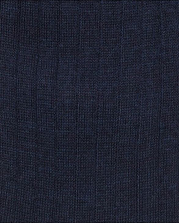 Chaussettes merinos côtes plates longues marine