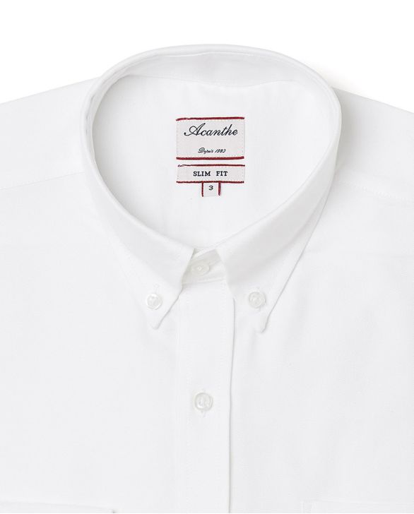 Chemise ajustée col boutonné oxford blanc