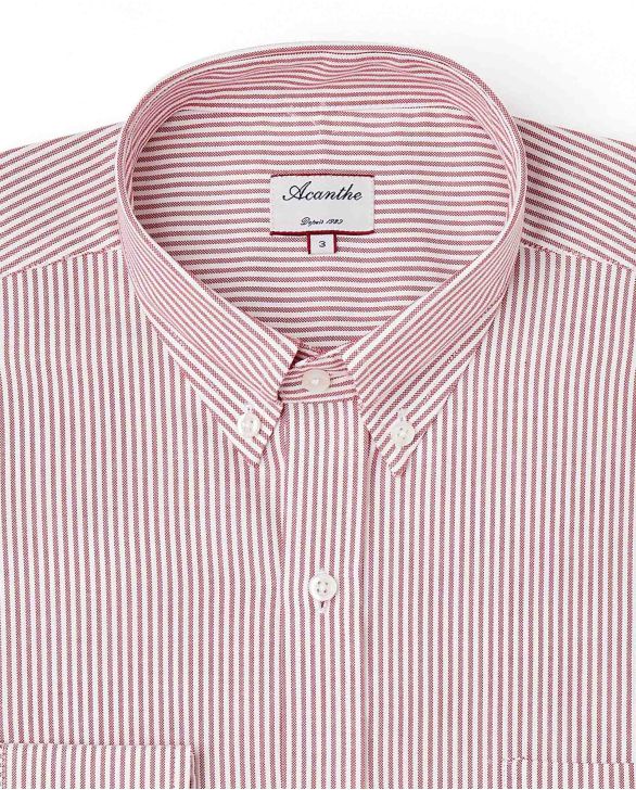 Chemise regular col boutonné oxford rayé rouge