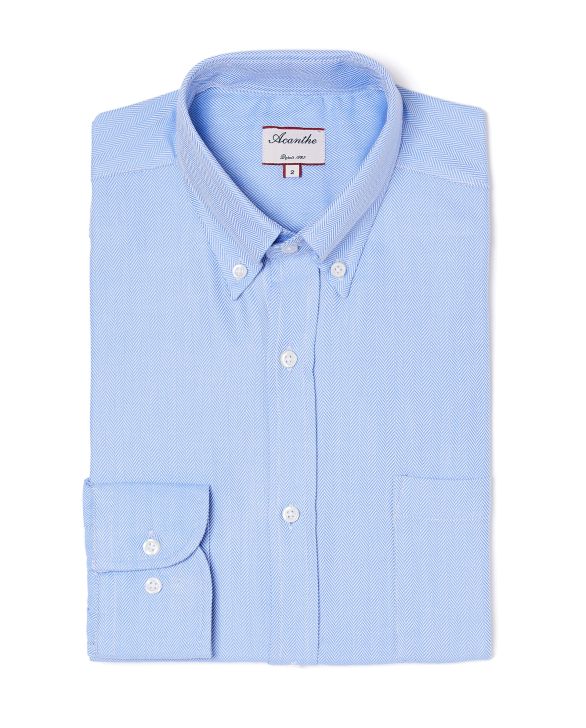 Chemise regular col boutonné grand chevron ciel 