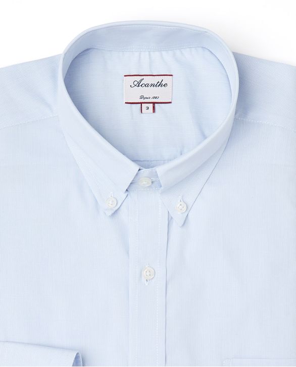Chemise regular col boutonné fines rayures ciel