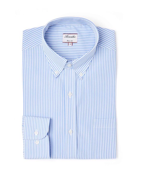 Chemise regular col boutonné rayures bleu