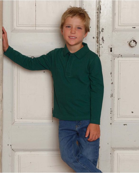 Polo piqué manches longues vert
