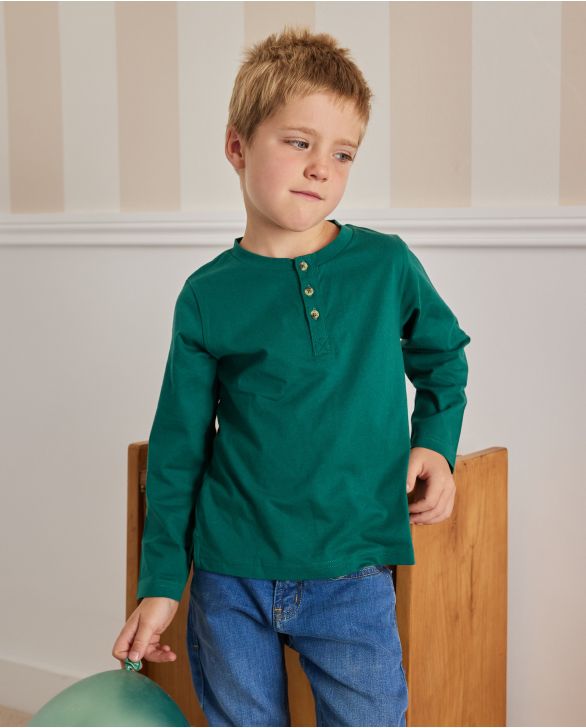 Tee shirt boutonné vert