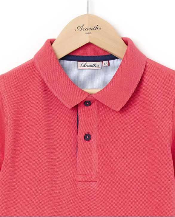 Polo piqué manches courtes framboise