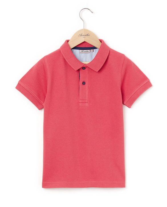Polo piqué manches courtes framboise
