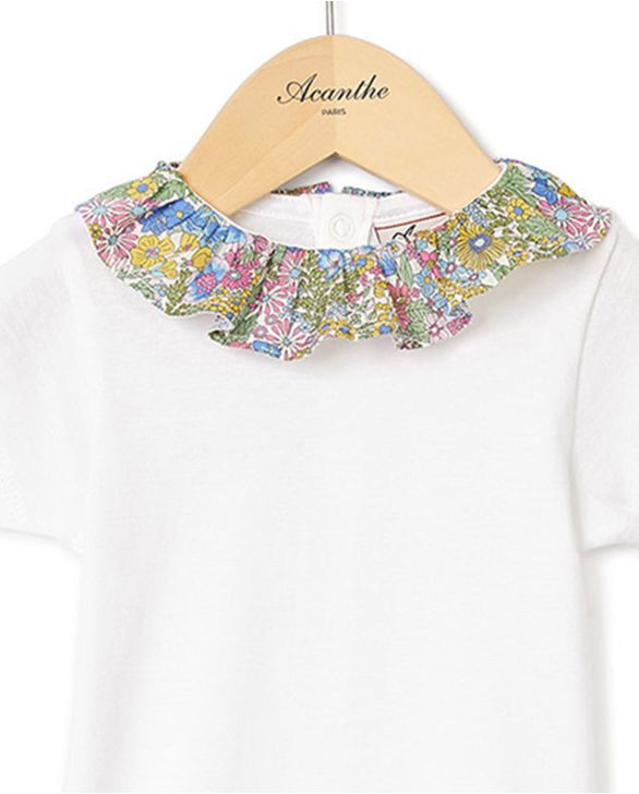 Boby blanc col volanté en tissu Liberty Margaret Annie