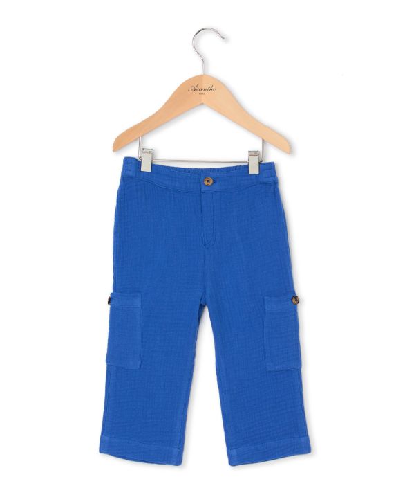 Pantalon gaze de coton bleu