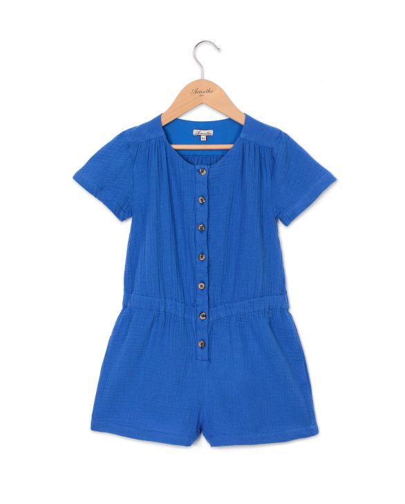 Combishort gaze de coton bleu