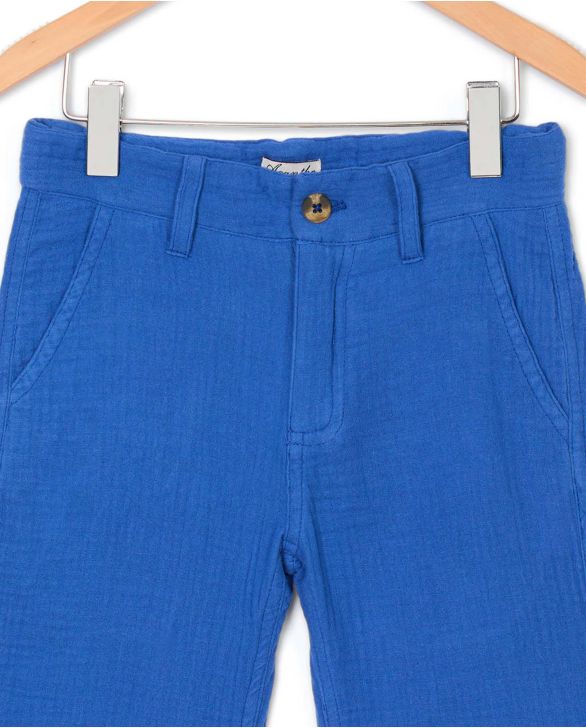 Bermuda gaze de coton bleu 