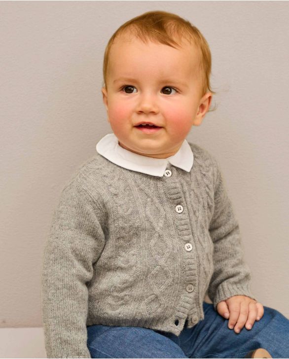 Cardigan torsade gris 100% lambswool