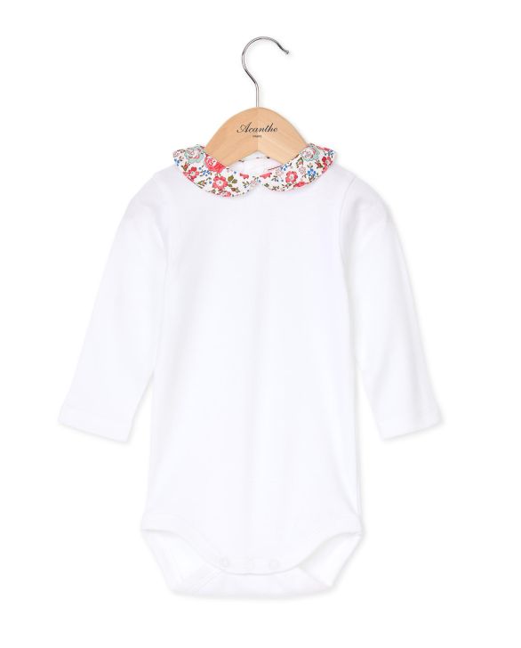 Body blanc col claudine en tissu Liberty Felicite