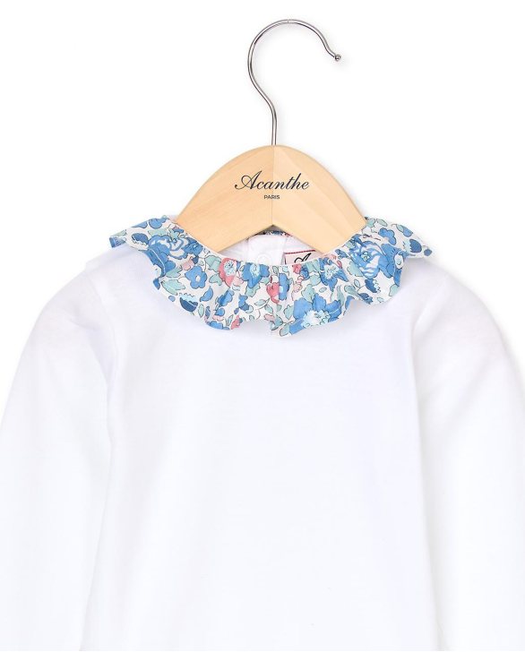 Body blanc col volanté en tissu Liberty Betsy