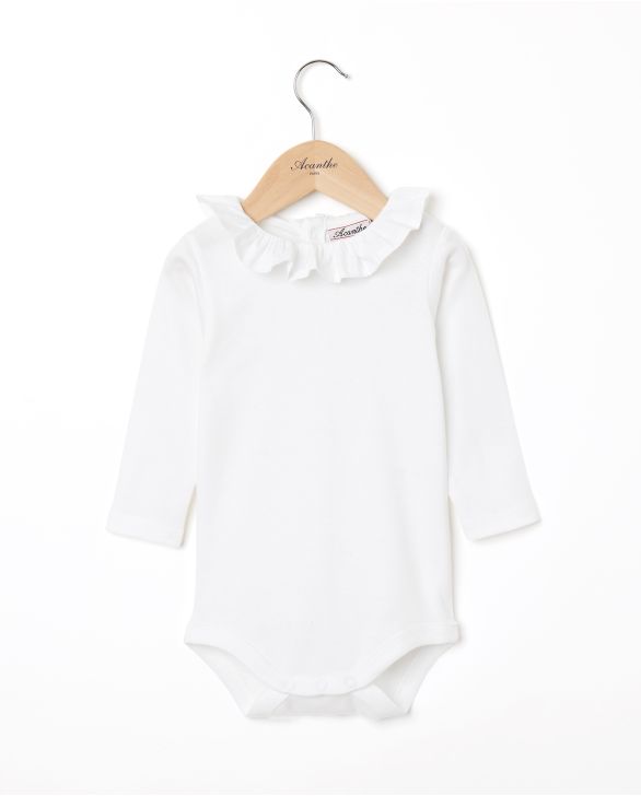 body blanc col volanté blanc