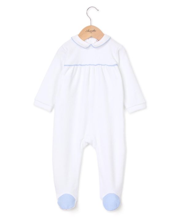 Dors bien blanc col carré passepoil ciel