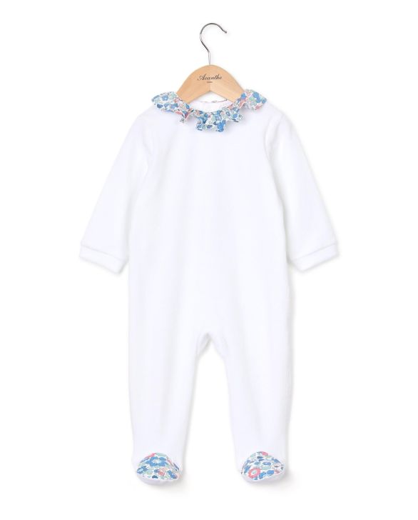 Dors bien blanc col volanté en tissu Liberty Betsy