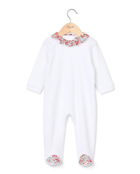 Dors bien blanc col volanté en tissu Liberty Felicite