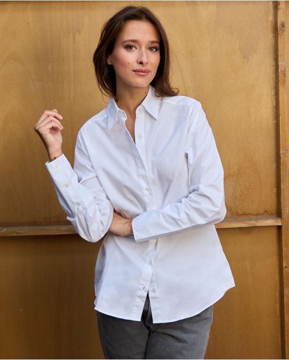 Chemisier long poignet blanc 