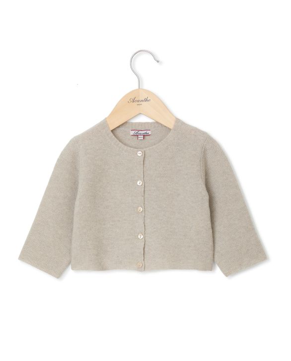 Cardigan col rond naissance laine-cachemire beige