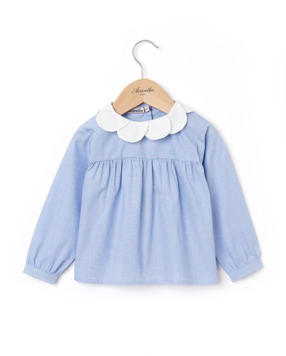 Chemisier col pétale ciel