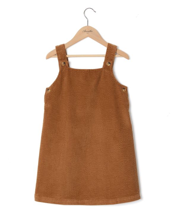 Robe bretelles velours camel